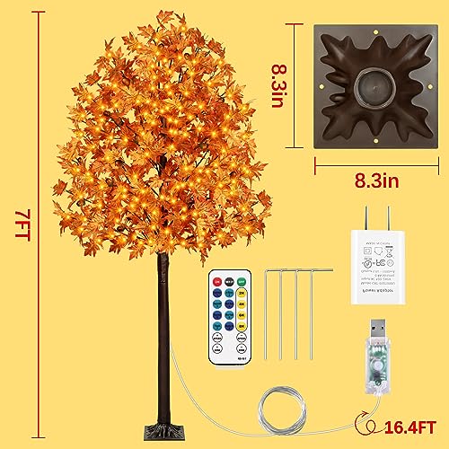 7FT Autumn Maple Tree Light with 170 LEDs & Acorns - Fall Decor with Remote - Variation of THIS listing