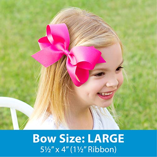 Wee Ones Girls' 3-Piece Solid Grosgrain Hair Clips Set - Large, Light Pink, Orchid, Blue