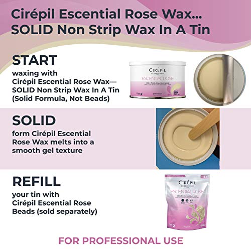 Cirepil Escential Rose Stripless Hard Wax Tin 14.11oz - Sensitive Skin Formula