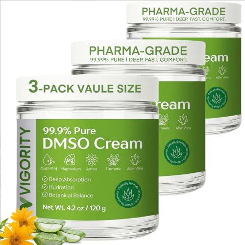 Vigority DMSO Cream 3 Pack 4.2oz - Topical Joint & Muscle Relief with Arnica & Aloe Vera