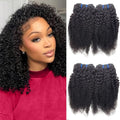 Kinky Curly Human Hair Extensions 14 16 18 20 Inch - Unprocessed Brazilian Virgin Hair Bundles for Black Women - Natural Black Color