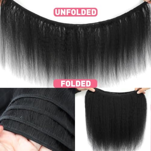 18 Inch Kinky Straight Human Hair Bundles Natural Black 3Pcs Brazilian Virgin