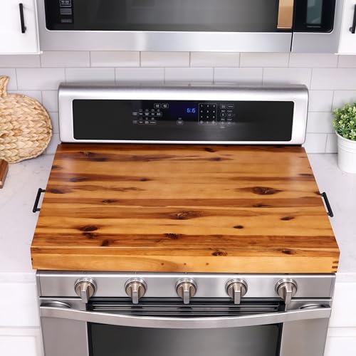 Tidita Acacia Wood Stove Top Cover 30x22 Inches for Electric & Gas Stoves