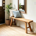 Farmhouse End of Bed Bench 20 Inch Natural Solid Wood Entryway Seat