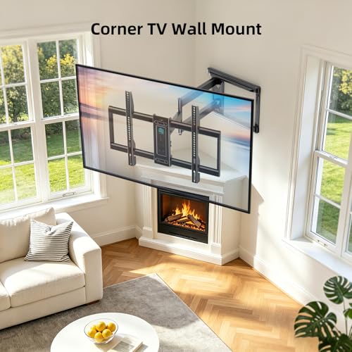 Corner TV Wall Mount 32-80 Inch Full Motion Long Arm Bracket - 90° Corner Design