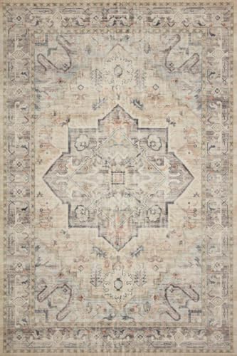 Hathaway Multi Ivory Area Rug 7'6" x 9'6" - Vintage Modern Design, Low Profile