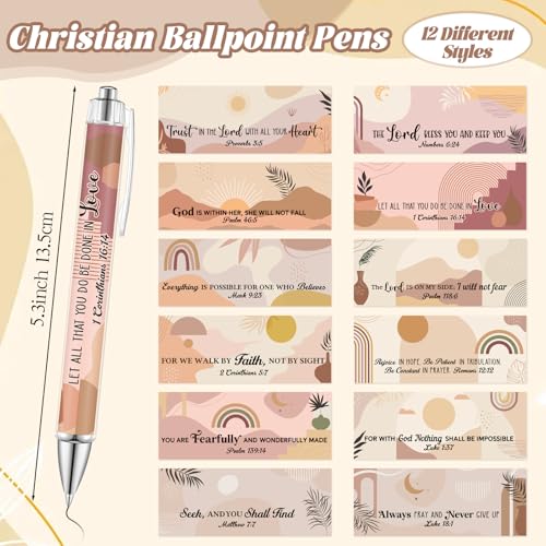 36 Pcs Christian Gifts for Women Bulk Christian Makeup Bags Religious Keychain Bible Verse Pens Inspirational Cosmetic Bag Pencil Pouch Boho Gifts for Christmas Church Charity Supplies