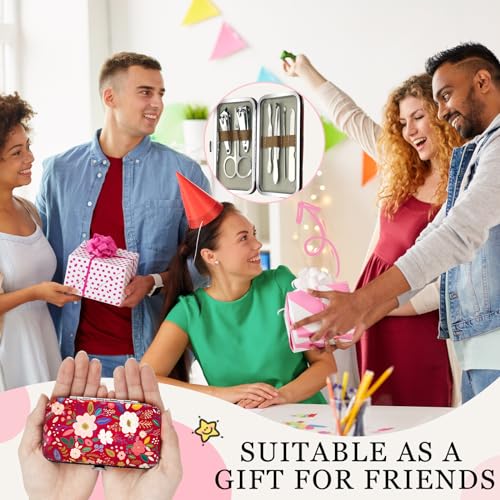 12-Piece Floral Manicure & Pedicure Set with Nail Tools and Travel Case