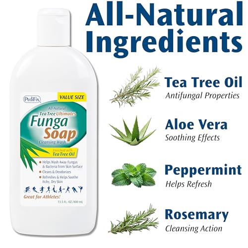 Pedifix FungaSoap Tea Tree Oil Foot & Body Wash 13.5 fl oz – Natural Antibacterial Cleanser for Feet & Body