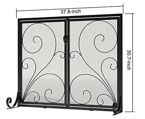 Fire Safety Fireplace Screen Steel Mesh Guard 37.8"L x 30.7"H - Fire Beauty