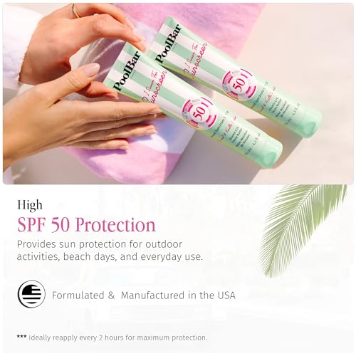 PoolBar SPF 50 Hydrating Mineral Body Sunscreen Cream for Women and Men Skin Care - Coconut Vanilla Scent Sun Care, Vegan and Water Resistant, Broad Spectrum Sunscreen, 130 ml (4.3 Fl. Oz)