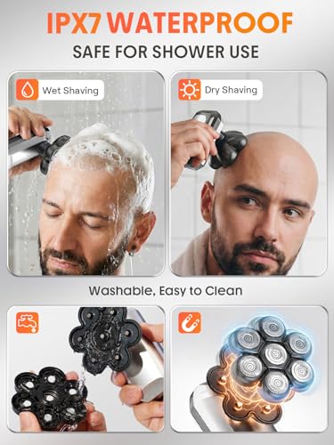 7D Detachable Floating Blade Electric Razor & 5-in-1 Grooming Kit for Men