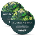 Organic Mustache & Beard Wax - Medium Hold, 0.75 oz, 2-Pack