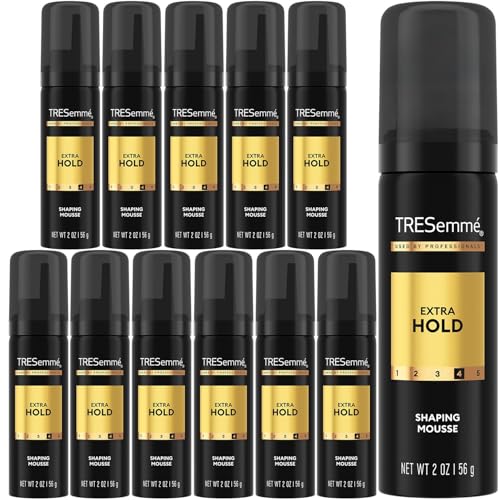TRESemm? Shaping Mousse, Travel-Size, Extra Hold 12-Pack ??Moisturizing Hair Mousse for Sculpting, 24H Frizz Control, 2 Oz Ea
