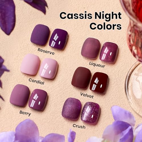 Beetles Purple Gel Nail Polish J - Cassis Night, 15ml HEMA-Free Glitter