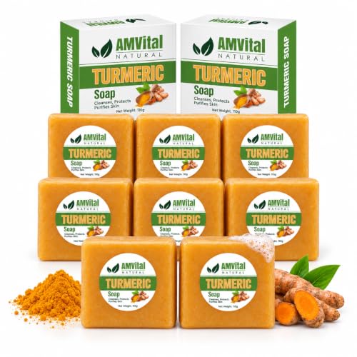 Turmeric Soap Bar 8 Pack for Face & Body - 3.87 Ounce Each, AMVital