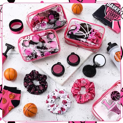 Pink Basketball Makeup Bag Sets for Women - 36 Pcs Sports Gift Pack