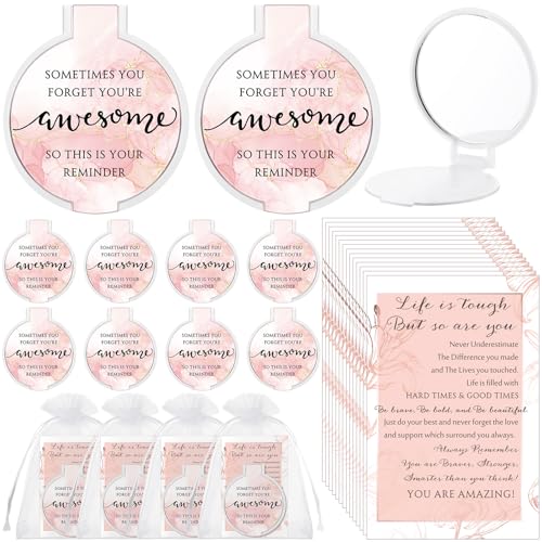 Cinnvoice 50 Set Inspirational Compact Mirrors for Women - Pink Marble Variation