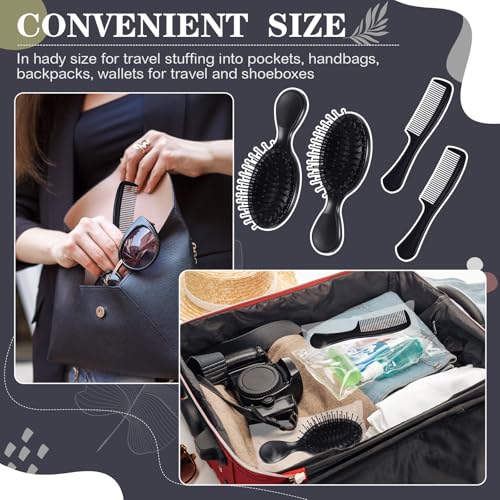 Mini Hair Brush and Comb Set - Black, 48 Pieces for Travel & Grooming