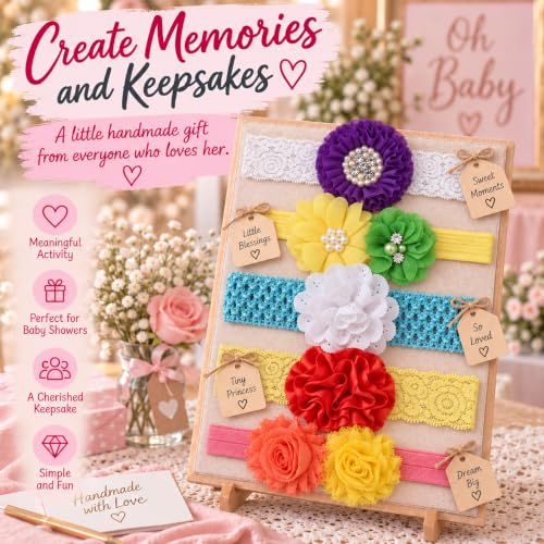 Rainbow Baby Shower Headband Kit — makes 30 headbands with felt, flowers & elastic