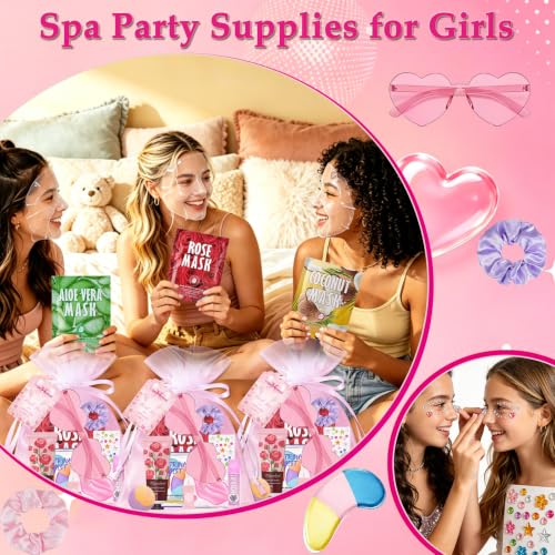 Spa Party Supplies Kit for Girls - 120-Piece Sleepover Beauty Set with Masks, Eye Patches & Lip Balms