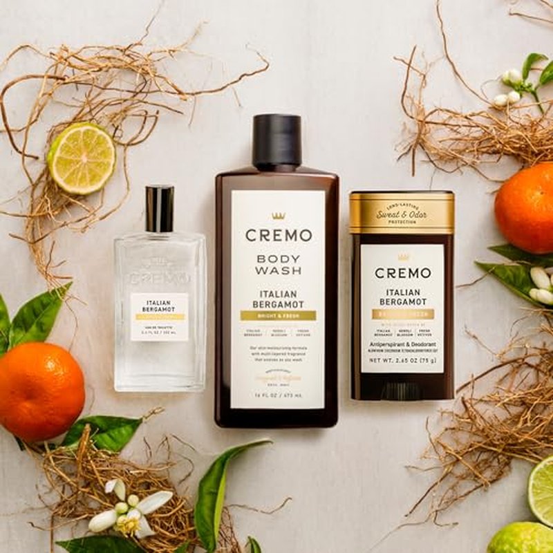 Cremo Mens Cologne Gift Set, Italian Bergamot ? Cremo Cologne, Body Wash for Men & Antiperspirant Deodorant | Mens Body Wash Gift Set, Perfume for Men, Shower Gel, Gifts for Him, Full Size