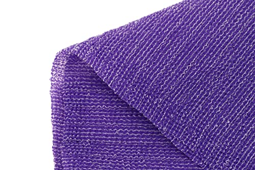 Terra Distribution Extra Long Exfoliating Washcloth (2pc) Made in Japan – Ultra-Hard Back Scrubber Loofah Set, Black & Purple