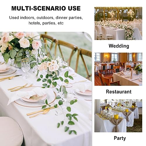 White 6 Pack Table Cloth 90x132 Inch for 6ft Rectangle Tables - Wrinkle & Stain Resistant