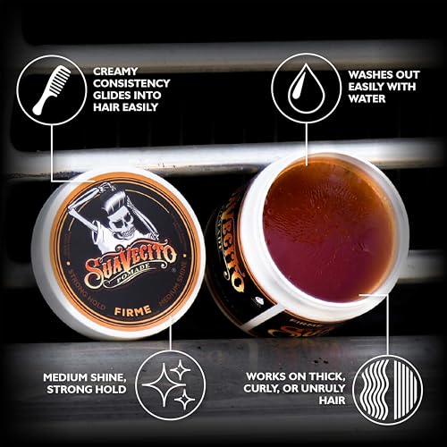 Suavecito Pomade Firme Strong Hold Hair Pomade 4 oz - 2 Pack, Medium Shine, Water-Based, Easy Wash Out, All-Day Style