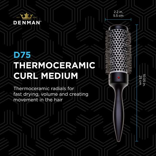 Denman Thermo Ceramic Hourglass Hot Curl Brush - Medium, Gray, For Styling & Volume