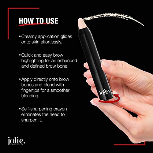 Jolie Eyebrow Brightener & Highlighter Stick - Champagne Beige, Creamy Self-Sharpening Crayon, Satin Finish