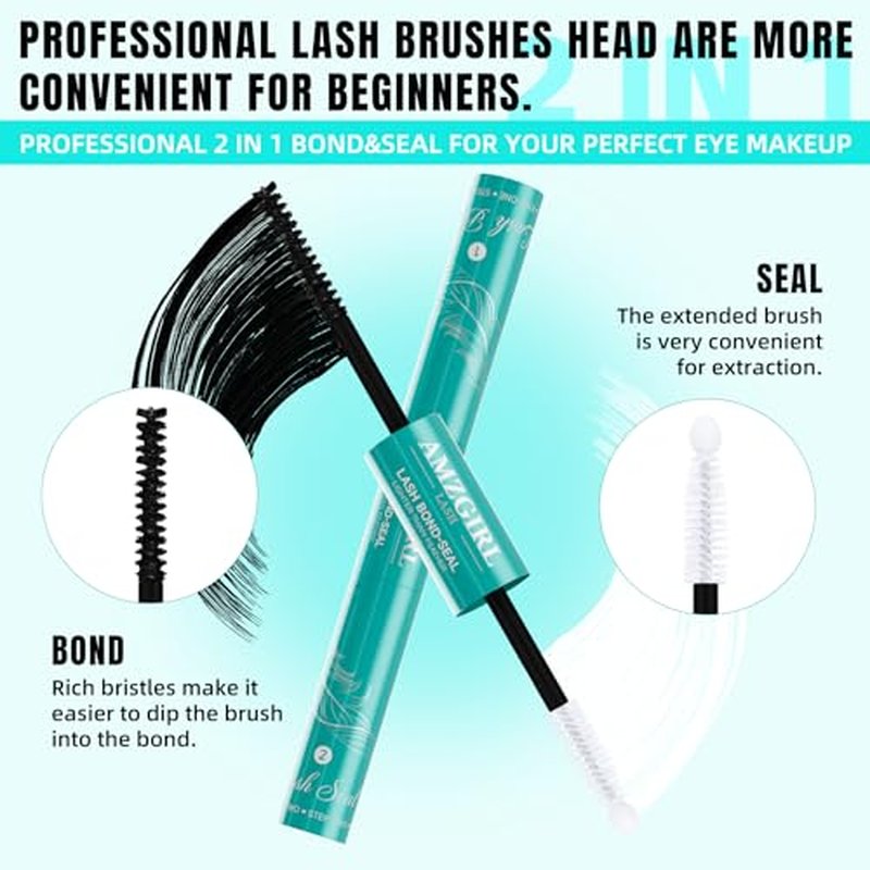 Lash Bond and Seal Eyelash Cluster Glue House of Lash Clusters Mascara Wand Glue 12ml Long Lasting 72 Hours Black Cluster Lash Glue + Lash Seal 2 in 1 Lash Clusters at Home(12ml)