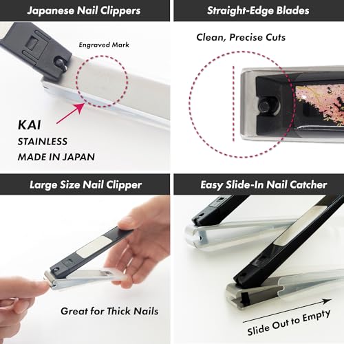 Japanese Nail Clippers for Thick Nails with Mt. Fuji & Sakura - Maki-e Large Straight Edge