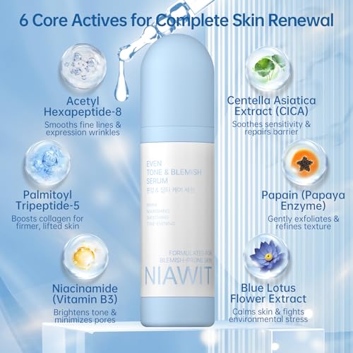 Even Tone & Blemish Serum ? Face Brightening & Dark Spot Correcting Repair Serum with Centella, Niacinamide | Helps Smooth, Hydrate & Nourish, Gentle for Acne-Prone Skin, 1 fl.oz / 30ml