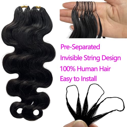 60g 50Strands Feather Crochet Hair Extensions 16 Inch Body Wave Human Hair Reusable
