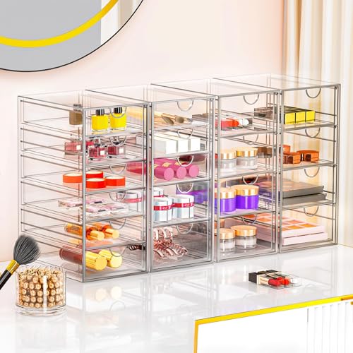 YFXCVSL 6-Pack Acrylic 31-Drawer Makeup & Storage Organizer for Desk