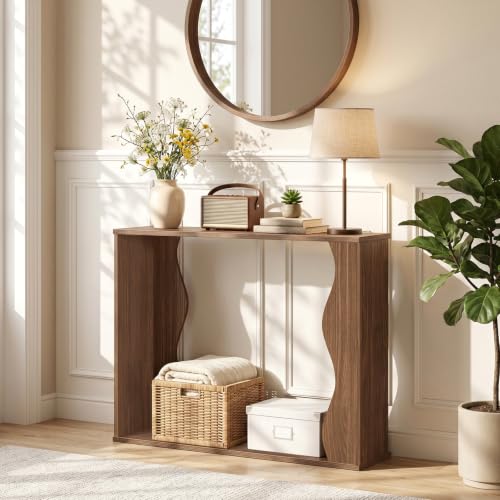 Narrow Entryway Table with Storage - 39.4 Inch Console Table for Small Spaces