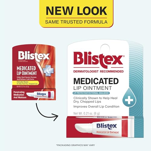 Medicated Lip Ointment Pack of 12 - Relieves Cold Sores & Chapped Lips, 0.21 Oz