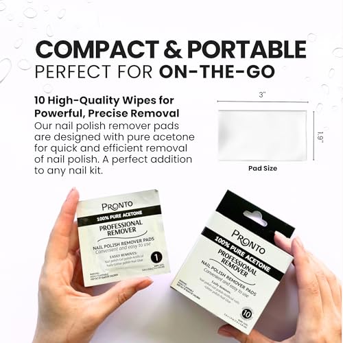 Nail Polish Remover Pads 10 Pack - Acetone Wipes for Salon & Home