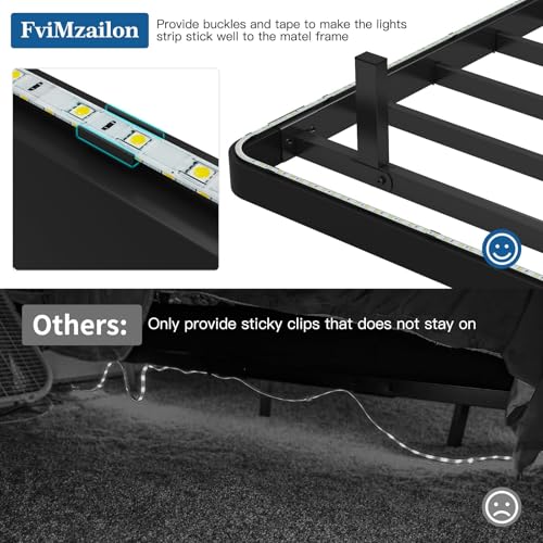 King Size Floating Platform Bed Frame with RGB LED Lights & Charging Station - Modern Metal Bed, Easy Assembly