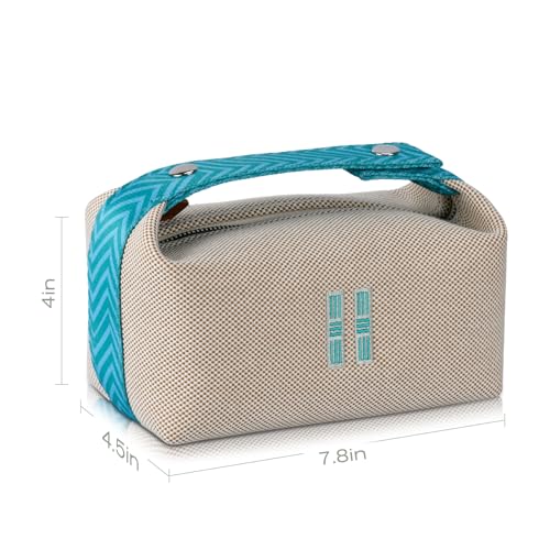 Travel Makeup Bag for Women - Beige Hanging Cosmetic Organizer, Canvas Travel Storage