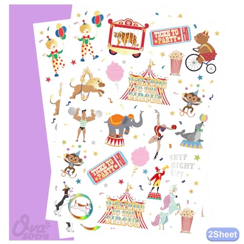 Carnival Circus Temporary Tattoos for Kids 42 Glitter Styles Circus Theme Party Favors Carnival Party Decorations