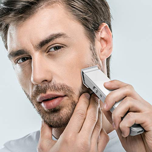 Pure Enrichment TRYM Lithium Rechargeable Beard Trimmer - 11-Piece Grooming Kit with Cordless Use, Charging Dock, 4 Trim Attachments, Cleaning Brush, Clipper Oil, and Drawstring Travel Bag (White)
