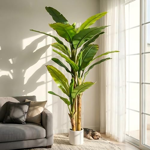 Loreviessa 7ft Artificial Banana Tree - Tall Faux Indoor Plant for Living Room & Office