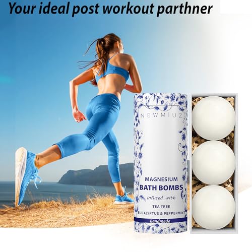 Magnesium Bubble Bath Bombs Long Lasting Foaming Sore Muscles Recovery Tea Tree Relaxing Stress Relief Calming Self Care Spa Gift for Birthday Christmas