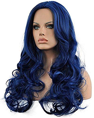 Blue Wavy Heat-Resistant Synthetic Wig for Women - Long Curly Cosplay & Party Hair