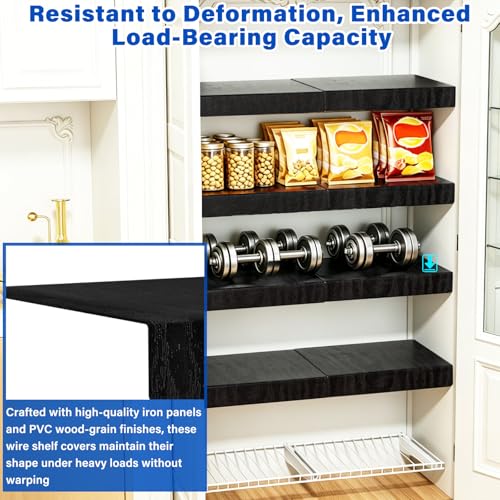 CasaDolce 12-Inch Depth Wire Shelf Covers - Black 12 pcs, Custom Fit for Pantry & Closet Shelving