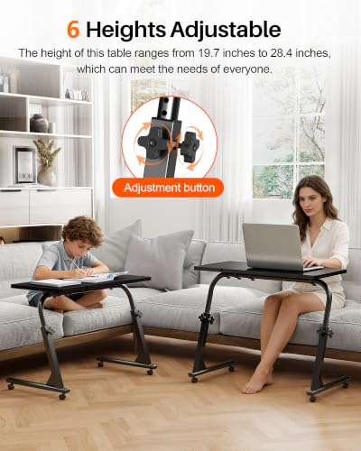 Black Adjustable Folding TV Tray Table - Portable Couch Snack & Laptop Stand