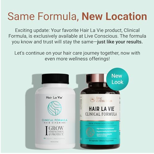 Hair La Vie Live Conscious Clinical Hair Growth Vitamins 90 Count for Women & Men