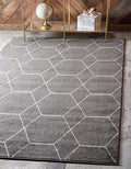 Unique Loom Trellis Frieze Collection Area Rug - 6'1" x 9' Rectangle Dark Gray/Ivory